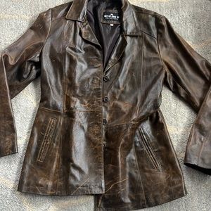 Brown genuine leather jacket